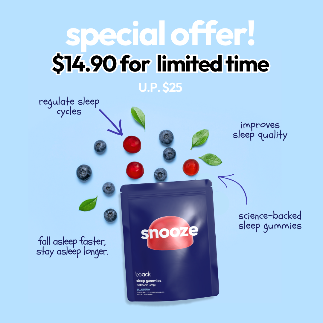 Special offer: bback snooze gummies 3mg melatonin (40% off!)