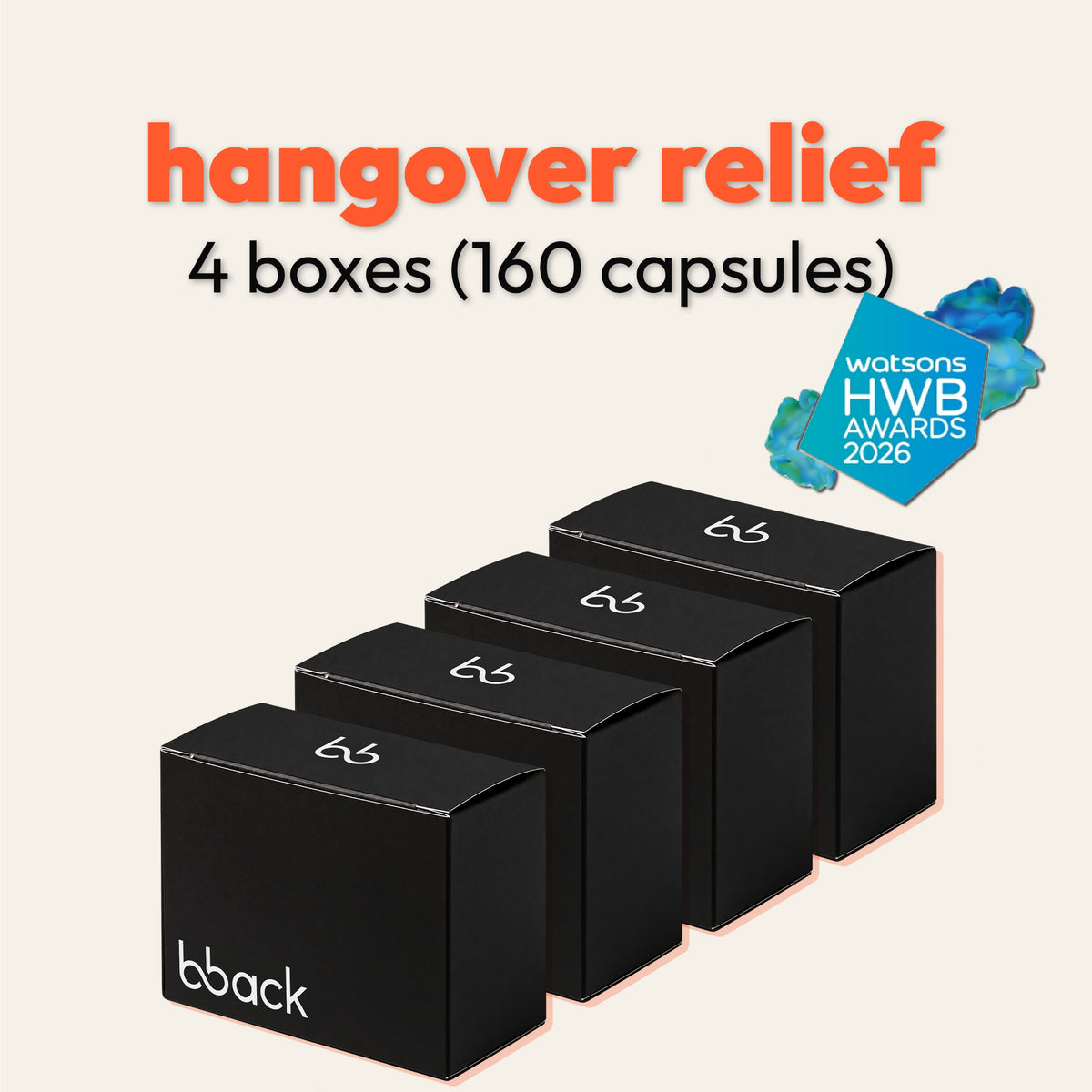 bback hangover relief, 4 boxes (160 capsules)